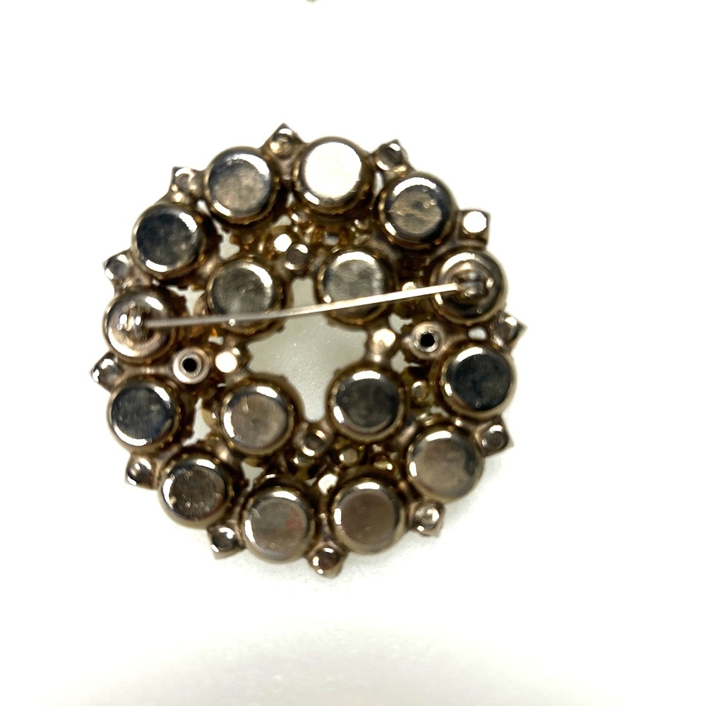 Brooch and Earring Set AB Aurora Borealis Rhinestones Large Vintage Prong Set - Picture 3 of 6